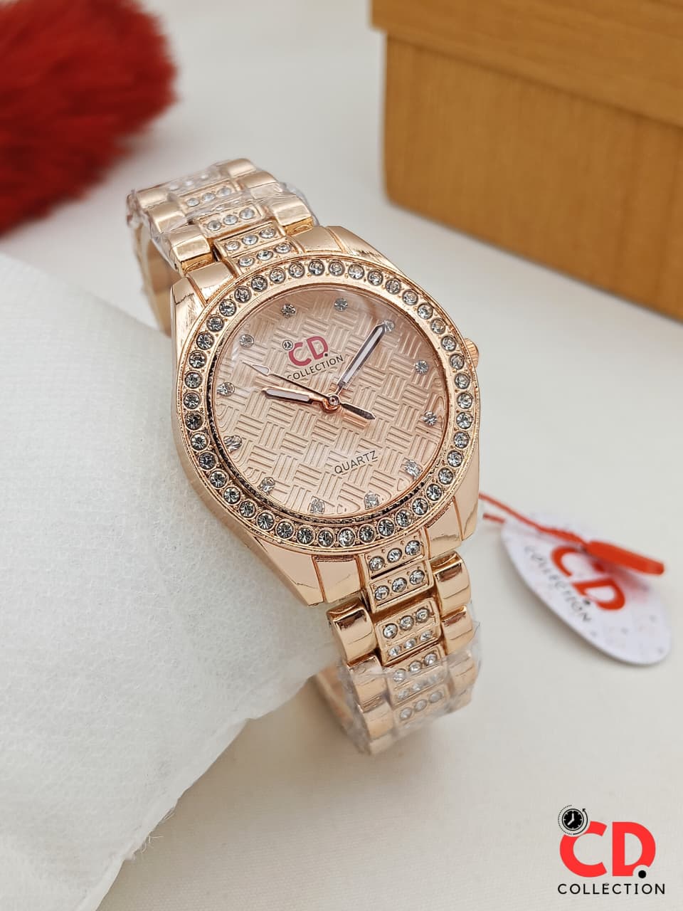 Rose gold ladies watch